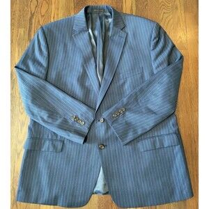 Lauren Ralph Lauren Suit Jacket Blazer Men's Chest 52" Navy Blue Striped Wool